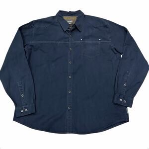 Royal Robbins Blue Twill Tencel Cotton Work Shirt Contrast Stitching Rivets XXL